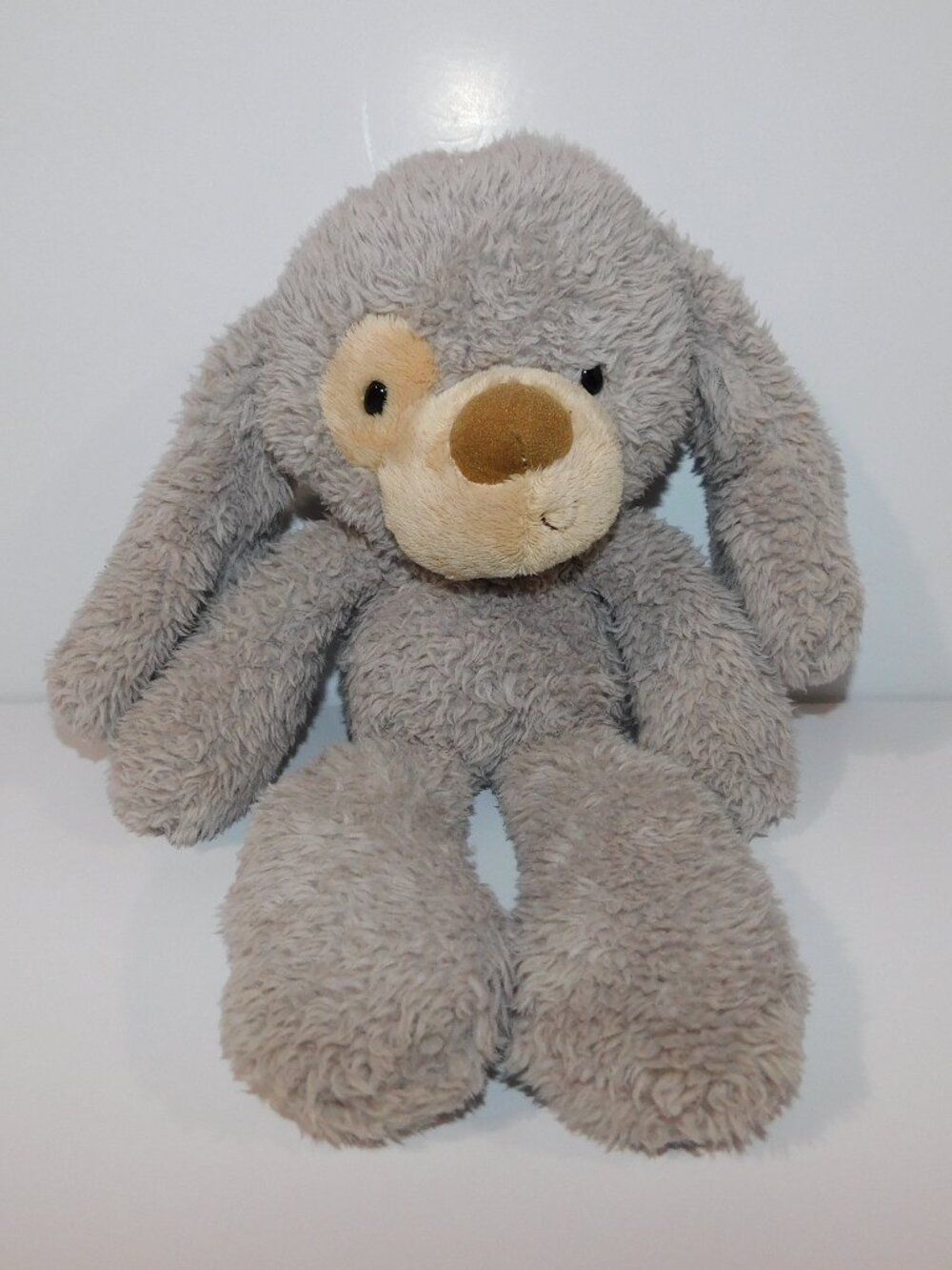 Gund Fuzzy Dog 14" Plush Stuffed Gray Tan Shaggy Puppy Lovey 320597